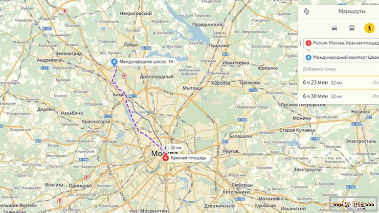 jak zrobić trasę przez mapy Yandex samochodem
